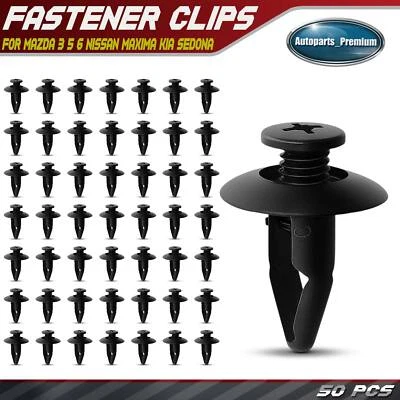 50 piezas clips de retención de guardabarros interiores de nailon de 8 mm tipo tornillo para Mazda 3 5 Nissan Kia Foto 1 de 4