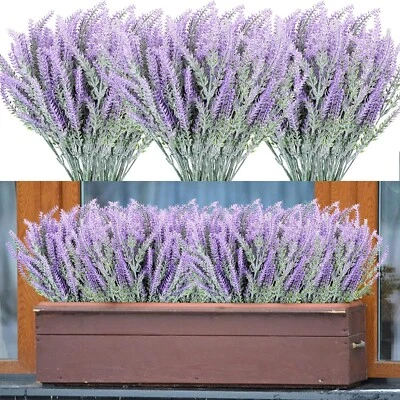 6pcs Artificial Lavender Fake Plants Purple Lavender Outdoor Indoor 14in - Image 1 of 4
