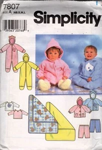 Romper Jacket Pants Blanket Sewing Pattern Simplicity 7807 Infants NB,S,M,L - Picture 1 of 4