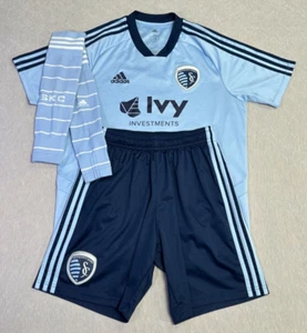 Adidas MLS Sporting KC Kansas City #7 Blue Uniform Jersey Kit Shorts Size M - Picture 1 of 18