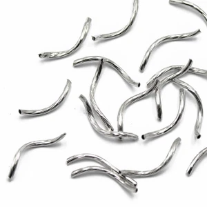 50x Silver Engraved Pattern Swirl Tube Noodle Beads for Jewelry Making 24mm - Picture 1 of 5