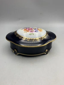 Plato de baratija cubierto con patas de oro cobalto real Hutschenreuther de colección Alemania Oriental - Imagen 1 de 12