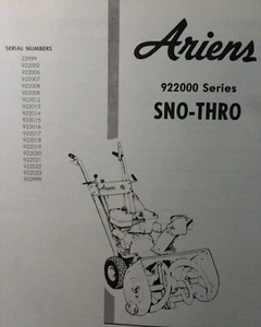 Ariens 922000 Serie Sno-Thro Service & Parts Manual Walk 1968-1978 22999 922999 - Bild 1 von 1