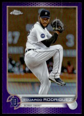 2022 Topps Chrome Update PURPLE REFRACTOR Eduardo Rodriguez #USC77 - Image 1 of 2