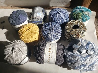 Lot of 10 skeins/balls Ribbon Specialty Yarn Rayon/Viscose Nylon Wool Italy - Image 1 of 4