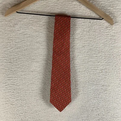 Salvatore Ferragamo Neck Tie Men's Red Dog Bone Print Silk Business Classic 9601 - Image 1 of 4
