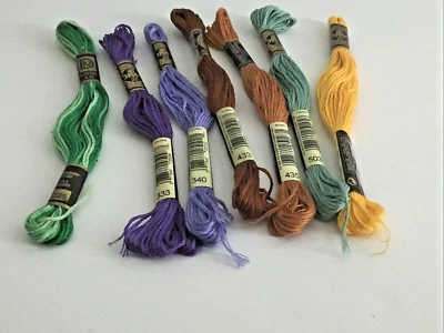 Lot of  7 Vintage DMC Cross Stitch Floss #225, 333, 340, 433, 435, 503 ,725 - Image 1 of 4