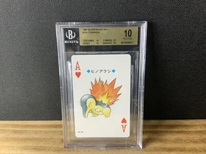 Pokemon Cyndaquil Ace of Hearts 2000 Silver Poker Deck #155 in a BGS10 Pristine - Picture 1 of 2