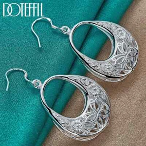 DOTEFFIL 925 Plata Esterlina Dije Mariposa Hueco Gota Pendiente Fiesta Joyería - Imagen 1 de 6
