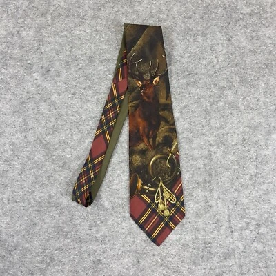 Винтажный мужской шелковый галстук Polo Ralph Lauren с оленьим рогом ручной работы сделано в США - Изображение 1 из 4