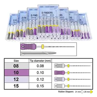 6件装牙科D查找器牙髓文件钙化弧形根管诊断 — 第 1/4 张图片
