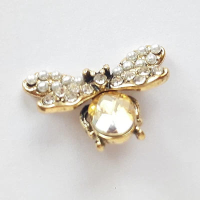 Diamante Bee Button | Bee Metal Shank Buttons Gold Silver Crystal Craft - Image 1 of 4