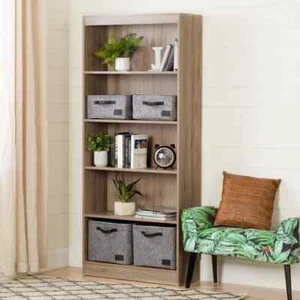 71.25 in. Rustic Oak Faux Wood 5-shelf Standard Bookcase with Adjustable Shelves - Picture 1 of 5