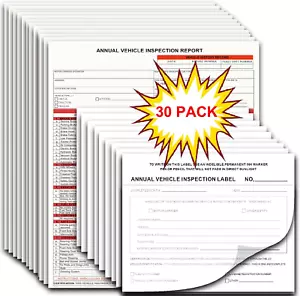30 Confezioni Moduli Ispezione Punti Adesivi Annuale Veicolo Relazione Modulo Adesivo Vinile - Foto 1 di 1