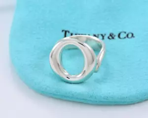 Size 5 Tiffany & Co Silver Elsa Peretti Sevillana O Ring in Box Pouch Ribbon - Picture 1 of 6