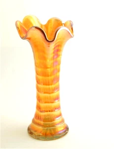 Vintage Imperial Carnival Glass Draped Marigold" Vase 6" Stubby - Picture 1 of 6