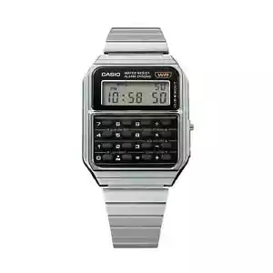 Casio Vintage Serie CA-500WE-1A silberner Taschenrechner Edelstahl Uhr - Bild 1 von 5