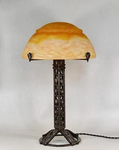 RAYMOND SUBES & DAUM : A  LARGE 1925 FRENCH ART DECO LAMP    wrought iron France - Picture 1 of 12