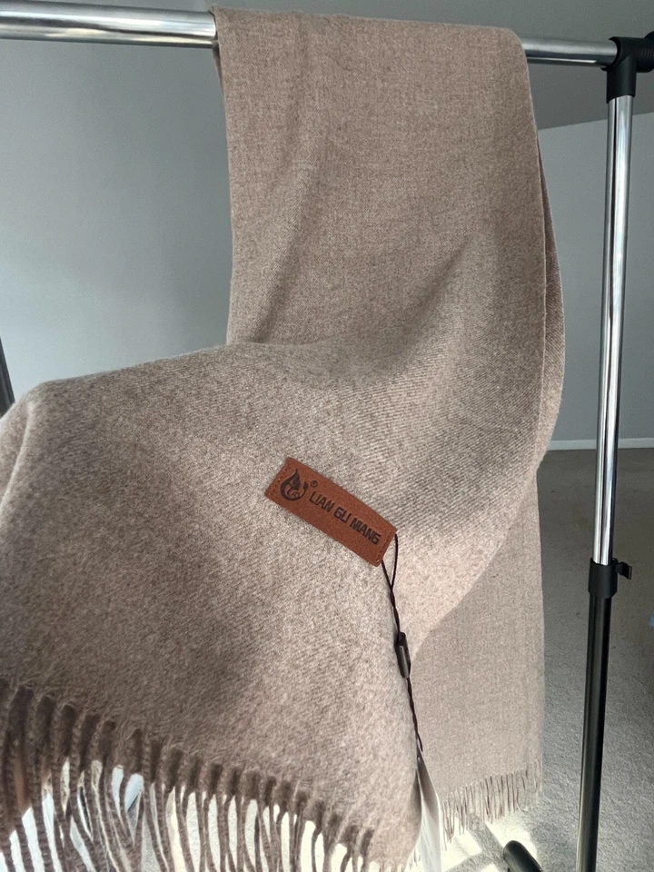 Bufanda de Cachemira Lujosa Extra Grande Mujer Hombre Chal Pashmina Marrón Beige Foto 1 de 3