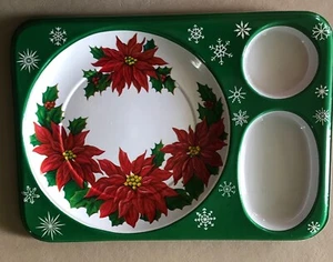 Christmas Divided Plastic Trays Meals snacks appetizers Vintage Lot Of 6 trays - Picture 1 of 5