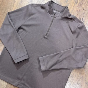 Rhone Sweater Mens XL Brown Rib Lightweight Commuter Quarter Zip Pullover Preppy - Picture 1 of 11