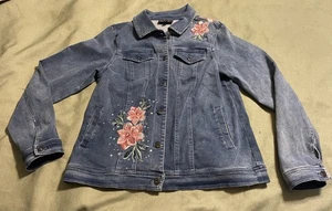 DG2 "DIANE GILMAN" JEANSJACKE DAMEN L Large BESTICKT JUWELENBESETZT BLUMEN Jeans - Bild 1 von 7