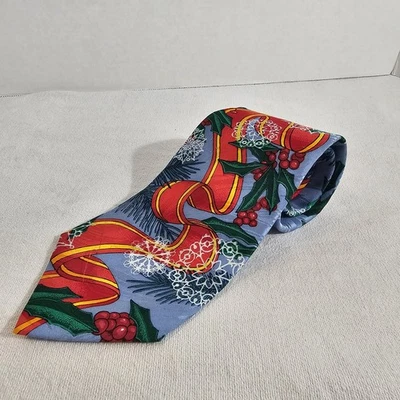 Corbata de seda de Navidad Rush Limbaugh Holly copo de nieve de colección sin límites vacaciones de los 90 Foto 1 de 4