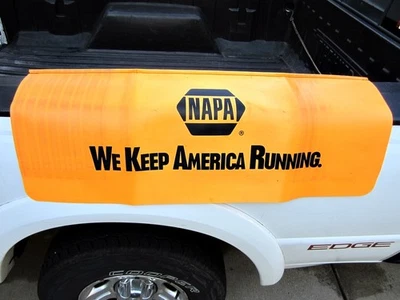 Vintage NAPA Auto Parts Fender Cover We Keep America Running Neon Orange USA - Image 1 of 4