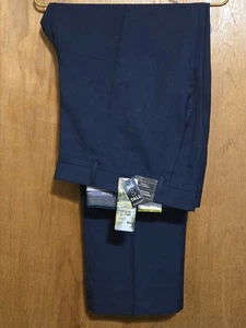 Pantalones de vestir para hombre grandes y altos 44x32L HAGGAR azules, frente plano/sin arrugas, nuevos - Imagen 1 de 10