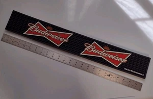 Budweiser 24" Gummi Bar Matte "Enjoy Responsibiy" Doppel Logo Schwarz Neu! - Bild 1 von 10