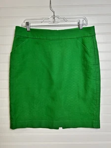 J. Crew Women’s Size 12 Green "The Pencil" Career Skirt W/ Pockets 100% Cotton - Picture 1 of 10
