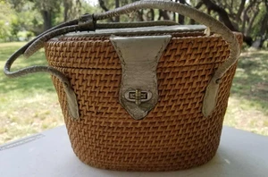 Vintage 1950's Woven Nantucket Basket style Purse Jana Hong Kong - Picture 1 of 24