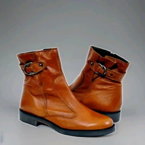 VALLEVERDE Stivaletto Donna Bikers Made in Italy In Pelle col Marrone Fibbia - Imagen 1 de 5