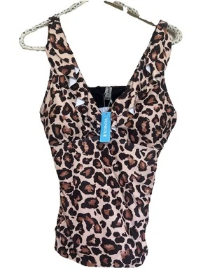 Novo com etiquetas Yonique Tankini Feminino Estampa de Leopardo Blusa de Natação Apenas Tamanho XL Alça Ajustável - Imagem 1 de 4