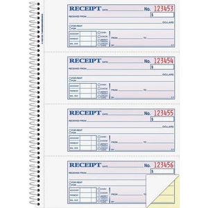 Adams Money Receipt Book Spiral 2-Part 7-5/8"x11" 200/BK WE/CA SC1182 - Picture 1 of 1