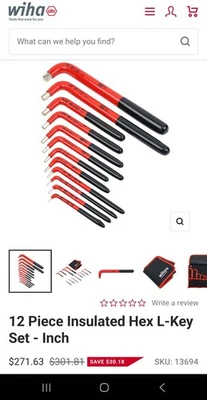 Wiha 13694 12 Piece Insulated Hex L-Key Set (SAE) - Image 1 of 3