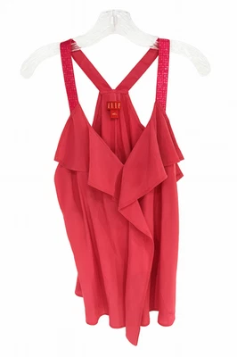 Regata XL com alça de lantejoulas fúcsia babado festival festa glam Y2K Barbiecore - Imagem 1 de 4