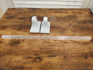 Vtg Baby Powder Blue Ceramic Tile Wall Bathroom Towel Bar Holder Set - Picture 1 of 8