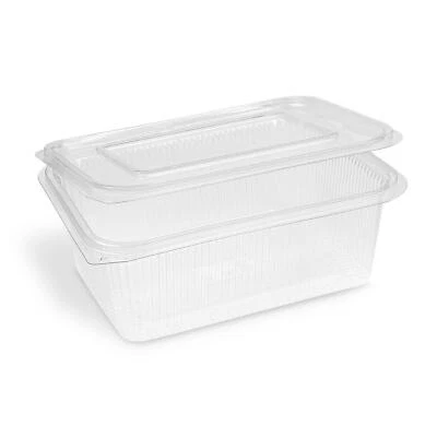 VEPATIM 50x Rechteckbecher klar mit Deckel 2000 ml (rPET)