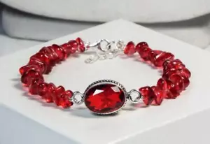 CYNTHIA LYNN "WILDKIRSCHE" STERLINGSILBER JANUAR GEBURTSSTEIN GRANAT ARMBAND - Bild 1 von 1
