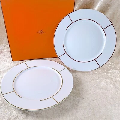 Juego de 2 vajilla de porcelana Hermes plato grande 30 cm ritema rojo y verde Foto 1 de 4