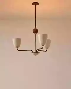 Lola Chandelier, handmade 3 light Walnut ball Large Ceiling décor fixture - Picture 1 of 8