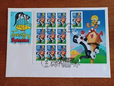 #3204 Sylvester & Tweety Pane Of 10 First Day Of Issue 1998 - Cachet Craft LTD - Image 1 of 2