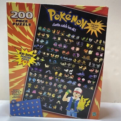 Rompecabezas de póster Hasbro Pokemon 1999 2’x3’ tamaño niño 200 piezas Foto 1 de 4