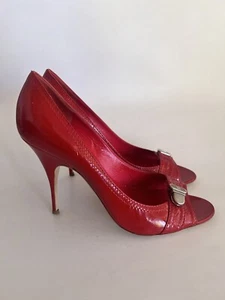 Tacones Givenchy Rojo Charol Punta Abierta Logo Talla 39 EUR - Imagen 1 de 24