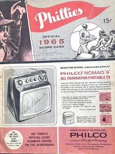 1965 PHILLIES Scorecard HOF Dick Allen HR Program v LA Dodgers Mauch Autograph - Picture 1 of 10