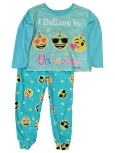 Emoji I Believe In Unicorns Pajamas Blue Green Sleep Pants T-Shirt Set XS (4/5) - Picture 1 of 1