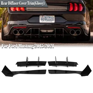 For Ford Mustang 2015-2021 2016 Rear Bumper Diffuser Spoiler Lip Kit Gloss Black - Picture 1 of 21