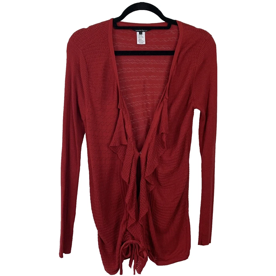 Cárdigan Suéter Nanette Lepore Mujer Seda, Lino Talla Mediana Borgoña Mediana Foto 1 de 4