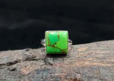 Fantastici Verde Rame Gemma 925 Argento Sterling Mano Anello Tutti Misura AC-96 - Immagine 1 di 4